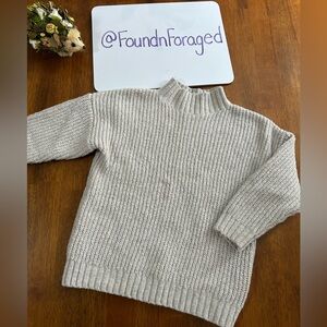 Oatmeal Ribbed Mock-Neck Sweater- Girl 2T | Neutral Beige Chunky Knit | Old Navy